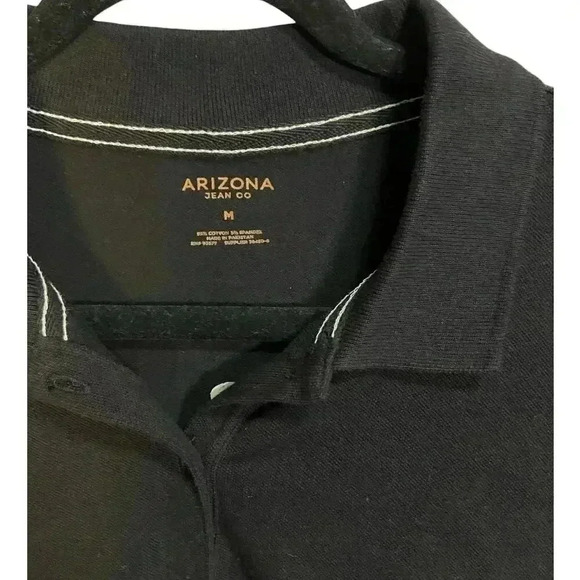 Arizona Medium Kids Polo Collared Black Shirt 3 Buttons Down the front NWT Kids - Picture 2 of 6